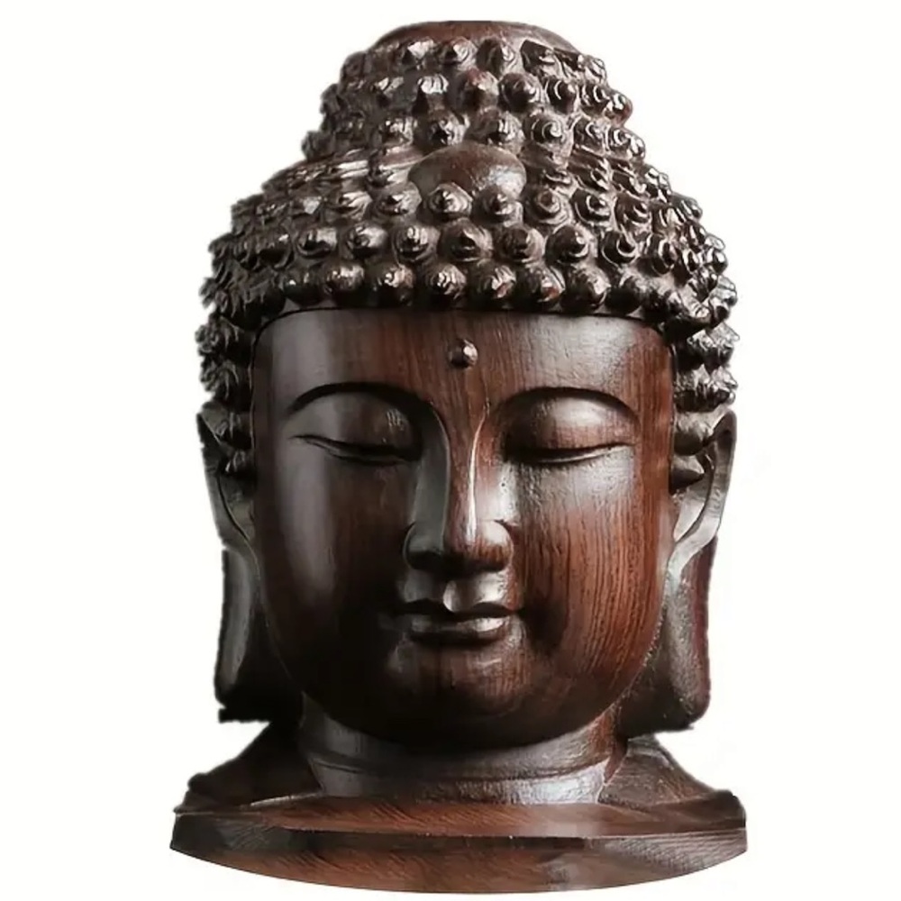 Collectible 1 carved Ebony wood face of Buddha
